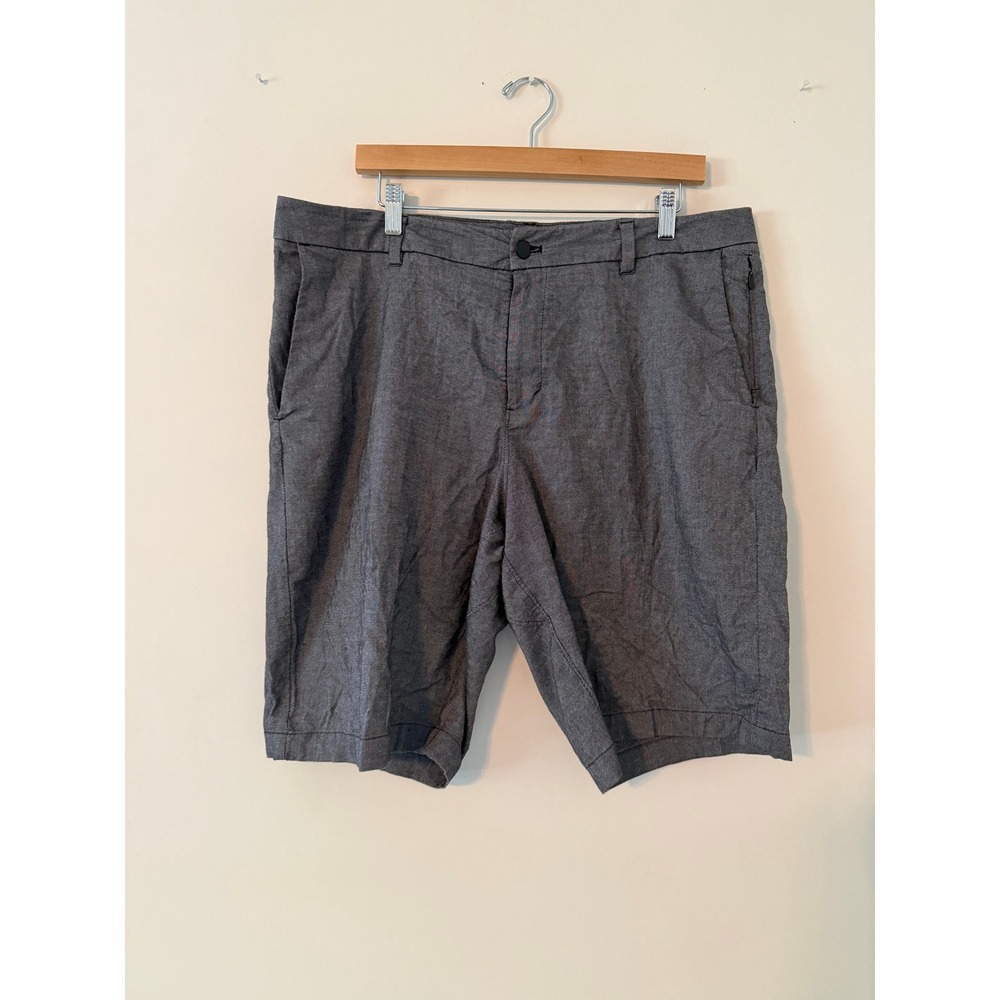 Lululemon Commission Short 9" Classic Fit Dark Grey Crosshatch Mens 36